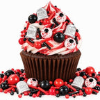 Halloween Edible Sprinkles,Silver Tombstone Bloody Eyeball Mix Red Black by Sugarzy