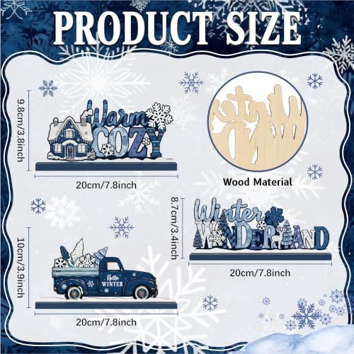 3Pcs Christmas Table Decorations, Blue Christmas Decor Indoor - Image 3