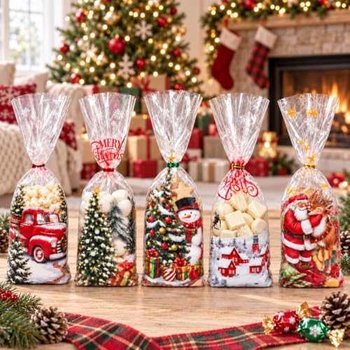 CCINEE 200PCS Christmas Cellophane Treat Bags for Holiday Party Favors - Image 5
