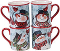 Certified International 41822SET4 Watercolor Snowman 16 oz. Mugs, Set of 4 Assorted Designs,Multicolored by CERTIFIEDINTERNATIONAL
