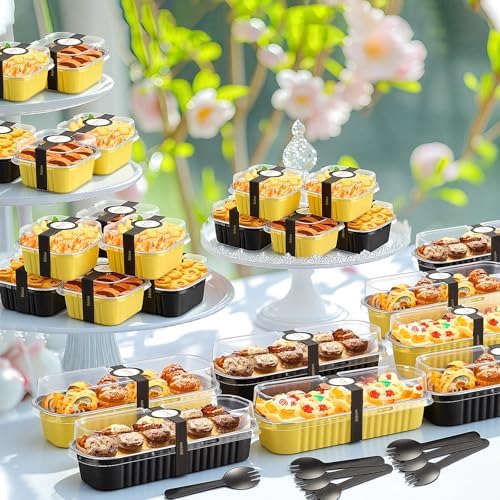 LemonRoad 240 Sets Black, Gold Mini Loaf Pan with Lids and Spoons - Image 6