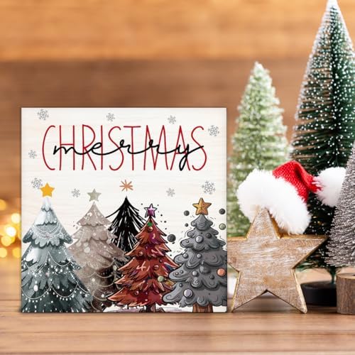 Farmhouse Christmas Decor - Merry Rustic Wooden Sign - Image 4