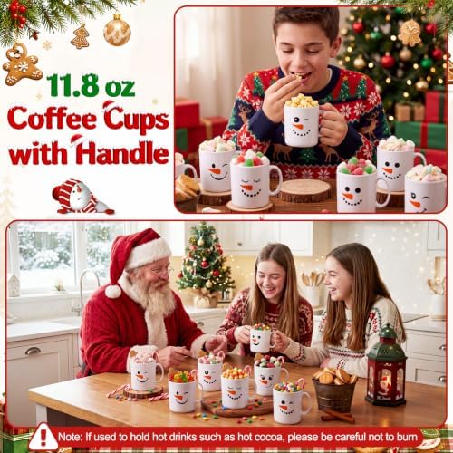 Potchen 24 Pcs Christmas Plastic Mugs Bulk 12 oz, Snowman - Image 4