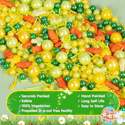 Edible Yellow Green Sprinkles for Cake Decorating,Rabbit Carrot Sprinkle - Image 5