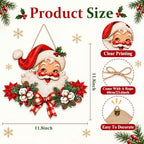 Christmas Decorations Vintage Santa Hanging Wood Sign for Front Door Decor - Image 3
