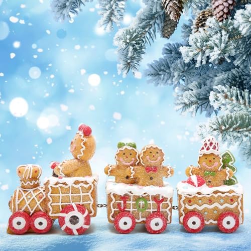 Hodao 9.25 in Christmas Gingerbread Man Train Decoration, Xmas Gift - Image 6