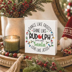 Christmas Decorations, Christian Christmas Decorations Indoor, Santa Love Like Jesus Sign Gift for Women Friends, Rustic Wooden Box Sign for Home Office Bedroom Desk Decor 5x5 Inches - Image 3