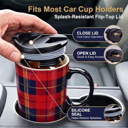 Topadorn 17oz Ceramic Travel Mug with Lid, Christmas Coffee Mug - Image 3