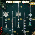 Crystal Christmas Tree Ornaments, 18pcs Iridescent Acrylic Snowflake Icicle - Image 3