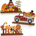 3 Pcs Fall Centerpieces for Tables, Wooden Autumn Fall Decorations for Home by Golibra