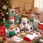 Meanplan 6 Set Christmas Mugs Gift Bulk, Fuzzy Socks Cards Bags, Classic - Image 3