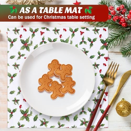 Marspark 100 Sheet Christmas Wax Paper Holly Leaf for Food 11.4 x 11 Inch - Image 2