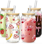 Coquette Cute Glass Cup 4Pack 18oz Drinking Smoothie Tumbler by MasonLife