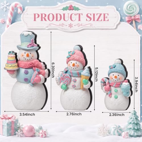 Suzile 3 Pcs Christmas Candy Snowman Decorations Wood Candy Canes Decor - Image 3