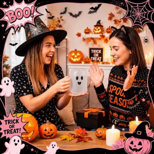 Didaey 4 Pcs Halloween Boo Ghost Coffee Mugs Clear Novelty Spooky Cups - Image 5