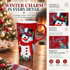 Topadorn Christmas Ceramic Travel Mug with Lid , 17 oz Snowman Coffee Cup - Image 5