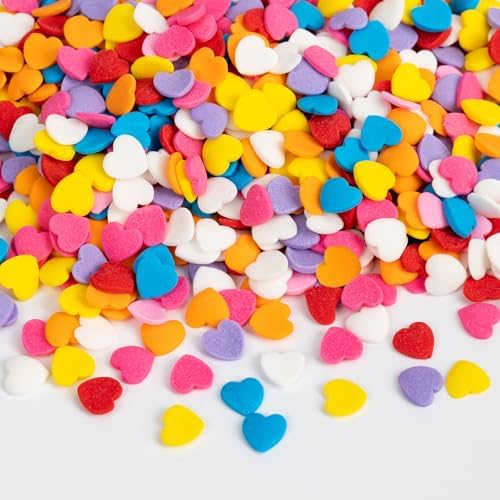 Edible Rainbow Confetti Sprinkles,Colorful Heart-Shape Cake Decoration,130g by Sugarzy