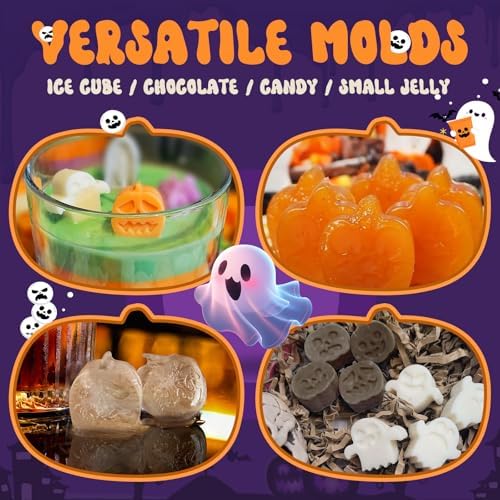 Pumpkin & Ghost Candy Silicone Molds for Halloween Small Chocolate, Wax Melts, Cake Decoration 15 Cavity Food Grade Bpa Free for Kids, Oven Safe DIY Homemade Mould Treat or Trick -2 PCS - Image 2
