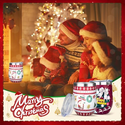 MEZMUT 12 Oz Insulated Christmas Wine Tumbler with Lid Straw (White,1) - Image 4
