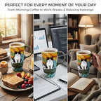 Topadorn 17oz Ceramic Travel Mug with Lid, Sunflower & Cat Coffee Mug - Image 2