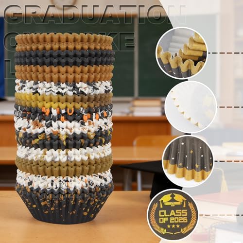 600 Pack Graduation Cupcake Liners Congrats Grad Baking Cups Standard Size Grad Muffin Liners for Graduation Birthday Party Candy Cake Decorations Supplies - Image 3
