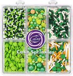Green Sprinkles for Cake Decorating, ST Patricks Day Spring Sprinkles Mix with Shamrock Clover Jimmies Nonpareils for Ice Cream Cupcakes Baking Cookies Cake Topping by Kercky
