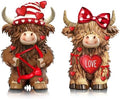 2 Pack Valentine's Day Highland Cow Gifts, Resin Valentine Decor by Burbell