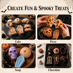 HKNMTT Skull Cake Pizza Pan 6 Spooky Shapes Halloween Silicone Baking Mold - Image 4