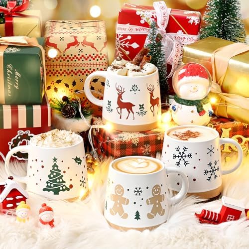 Maustic Christmas Mugs Set of 4, Holiday Coffee Mugs with Festive Christmas Themed Design, Hot Chocolate Hot Cocoa Cups, Family Gifts, 14 Oz - Image 2
