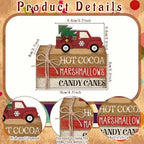4 Pcs Christmas Tiered Tray Decor Red Truck Wooden Book Signs - Image 4