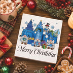 Blue Christmas Decorations, Christmas Gnomes Decorations Indoor, Snowman Snowflake Sign Gift for Women Friends, Rustic Wooden Box Sign for Home Shelf Office Bedroom Desk Decor 5x5 Inches - Image 4