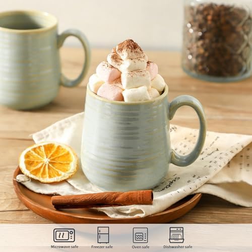 HASENSE Porcelain Coffee Mugs Set of 4, 15 Oz Reactive Glaze Coffee Cups - Image 2