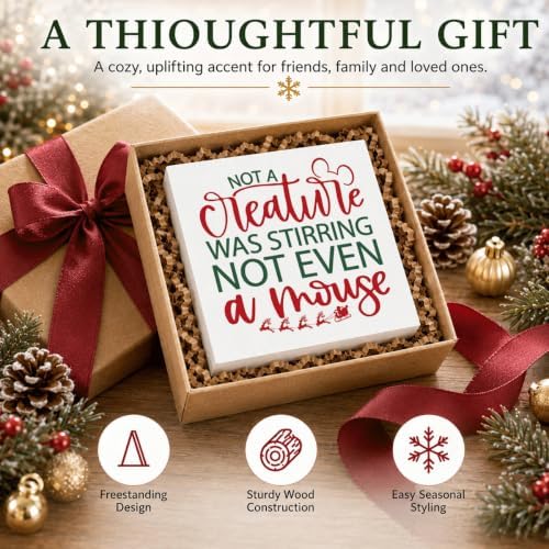 Not a Creature Was Stirring Not Even a Mouse Christmas Wood Box Sign - Image 6