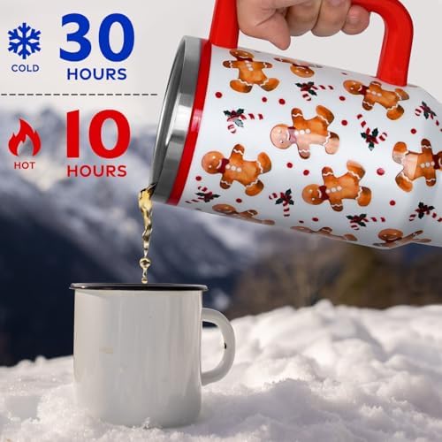 Christmas Tumbler with Handle and Straw Lid 40 oz,Cute Christmas Gifts for Women Gingerbread Candy Cane Vacuum Insulated Leak Proof Tumbler,Winter Holiday Accessories Stainless Steel Coffee Cup Mug - Image 5