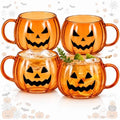 Didaey 4 Pcs Halloween Boo Pumpkin Coffee Mugs Orange Glass Spooky Cups by Didaey