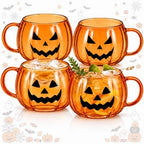 Didaey 4 Pcs Halloween Boo Pumpkin Coffee Mugs Orange Glass Spooky Cups by Didaey