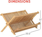 HIC Kitchen Bamboo Folding Dish Drying Rack, 20.5 x 13-Inches - Image 6