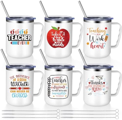 Maxcheck 6 Pcs Teacher Appreciation Gifts Mugs Bulk 16Oz Insulated Tumblers by Maxcheck