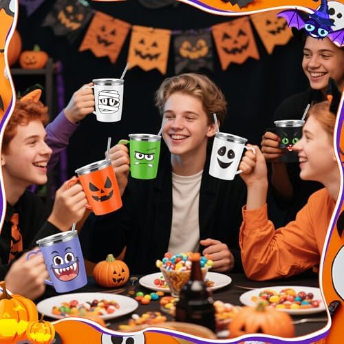 6 Pcs Halloween Coffee Mug 16 Oz Insulated Stainless Steel Gift Cup - Image 5