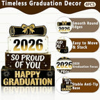 2026 Graduation Table Decorations Class of 2026 Senior Tiered Tray Decor Wooden Happy Graduation Signs Farmhouse Congrats Grad Tabletop Party Centerpiece for Tables Wooden Sign for Home Decor - Image 3