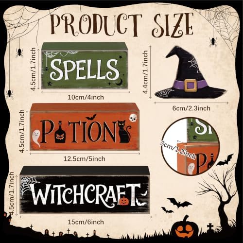 4 Pcs Hocus Pocus Decor, Vintage Halloween Decorations Indoor Table Sign - Image 3