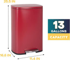 FDW | 13 Gallon Trash Can with Lid | Red | Fingerprint-Proof | Made of Brushed - Image 7