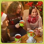 Vesici 6 Pcs Christmas Ceramic Mugs Bulk Lime Green Christmas Coffee Cups - Image 4