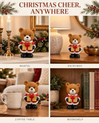 Christmas Teddy Bear Resin Figurine with Gold Present 5.1'' Holiday Decor - Image 7