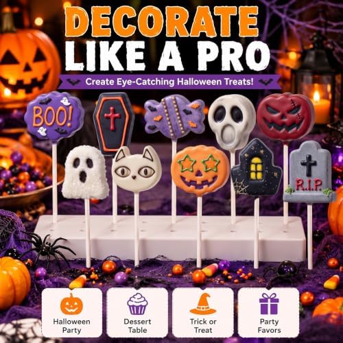 10 Pcs Halloween Cake Pop Molds Set with 100 Sticks - Image 5