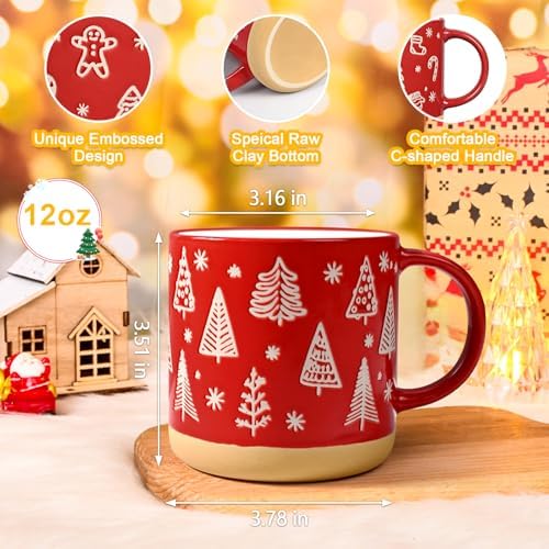 Maustic Christmas Mugs Set of 4, Christmas Coffee Mugs, Holiday Mug with Festive Design, Ceramic Mug for Hot Cocoa, Hot Chocolate, Coffee, Tea, Family Gifts, 12 Oz, Microwave & Dishwasher Safe - Image 6