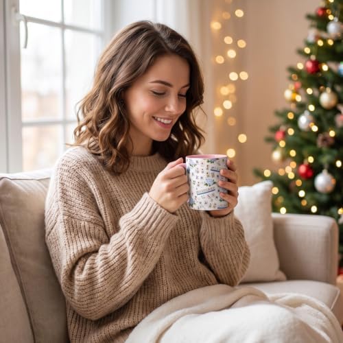 Christmas Mahjong Gift Mug 11oz Hydrangea Ceramic Coffee Mug - Image 4