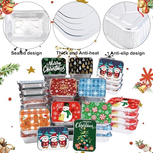 DIYDEC 36PCS Christmas Foil storage Containers Aluminum Food Tin with Lids - Image 2