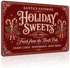 Holiday Sweets Sign, Christmas Candy Cane Decor, Vintage Wall Art by Unknown