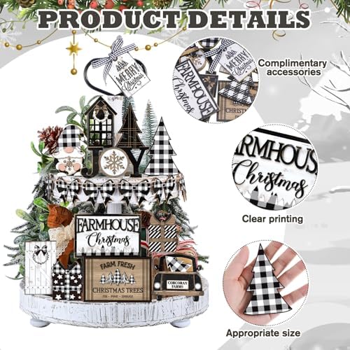 Funnymoom 17 Pcs Christmas Tiered Tray Decor Set Winter Tiered Tray Decor - Image 4